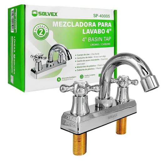 Mezcladora para Lavabo 4" SOLVEX (Cromo) – ¡Nueva!