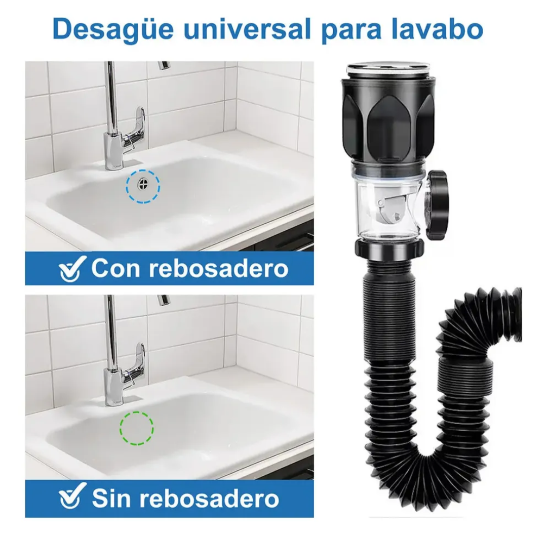 Contra para Lavabo con Tapon de Moneda y Céspol Flexible - Sifón – ¡Nueva!