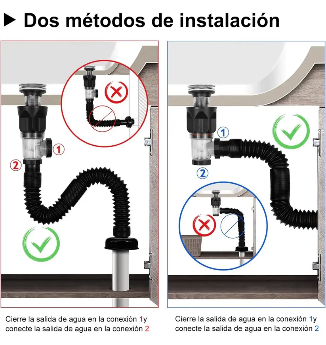 Contra para Lavabo con Tapon de Moneda y Céspol Flexible - Sifón – ¡Nueva!
