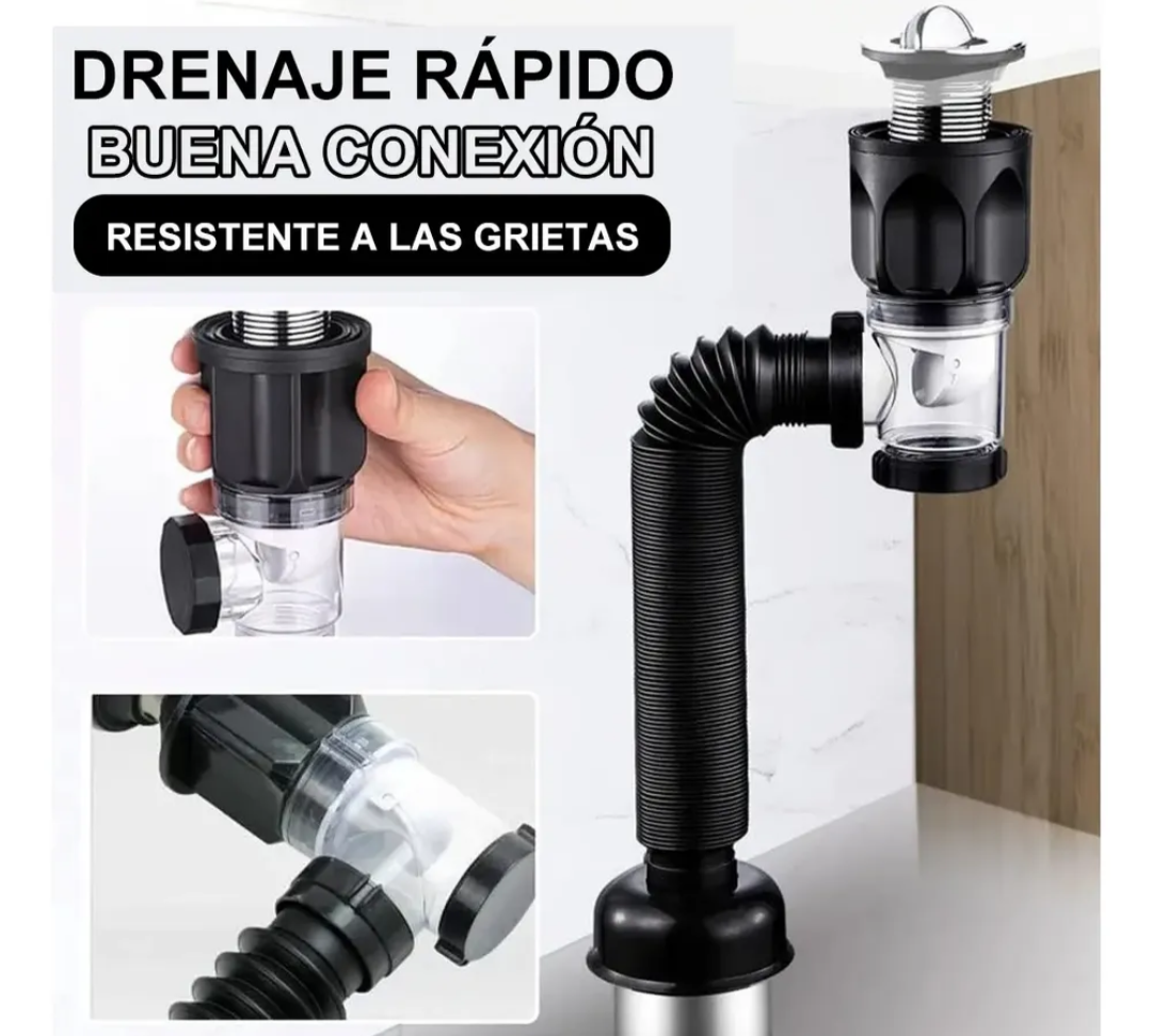 Contra para Lavabo con Tapon de Moneda y Céspol Flexible - Sifón – ¡Nueva!