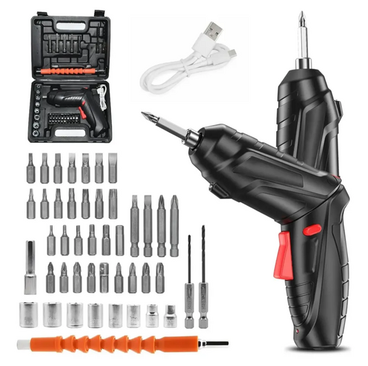 Mini Destornillador Inalámbrico Recargable de 4.8V con 58 Piezas para Bricolaje en el Hogar