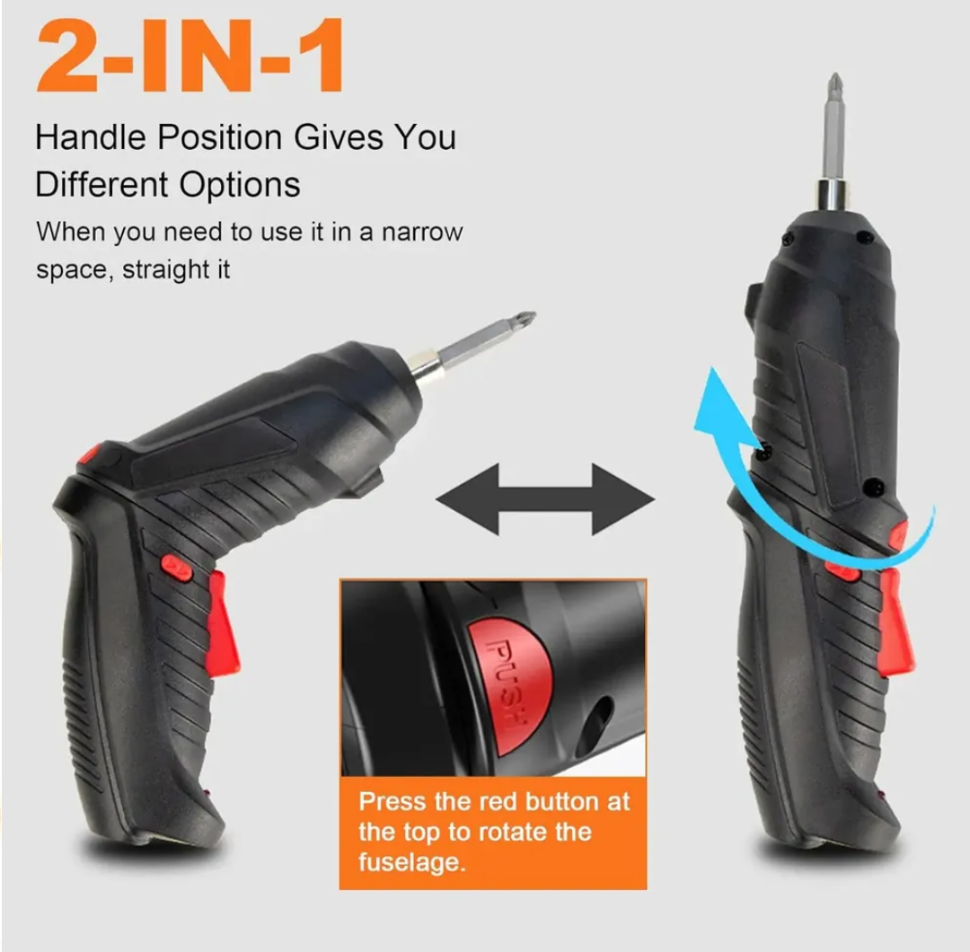 Mini Destornillador Inalámbrico Recargable de 4.8V con 58 Piezas para Bricolaje en el Hogar