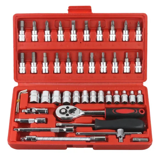 Set de Herramientas y Dados Multiusos de 40+ Piezas en Estuche Rojo