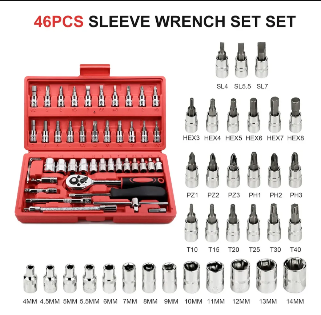 Set de Herramientas y Dados Multiusos de 40+ Piezas en Estuche Rojo