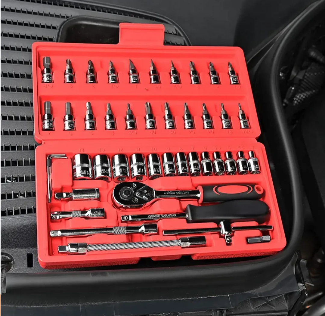 Set de Herramientas y Dados Multiusos de 40+ Piezas en Estuche Rojo
